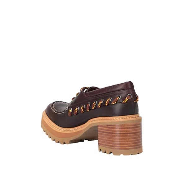 See By Chloe Leather Platform Lace Up Loafers Brown/Tan Size 8.5 New in Box - Picture 3 of 15